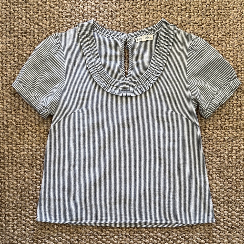 Emerson Made Emerson Fry Striped Top Short Sleeve Blouse Small